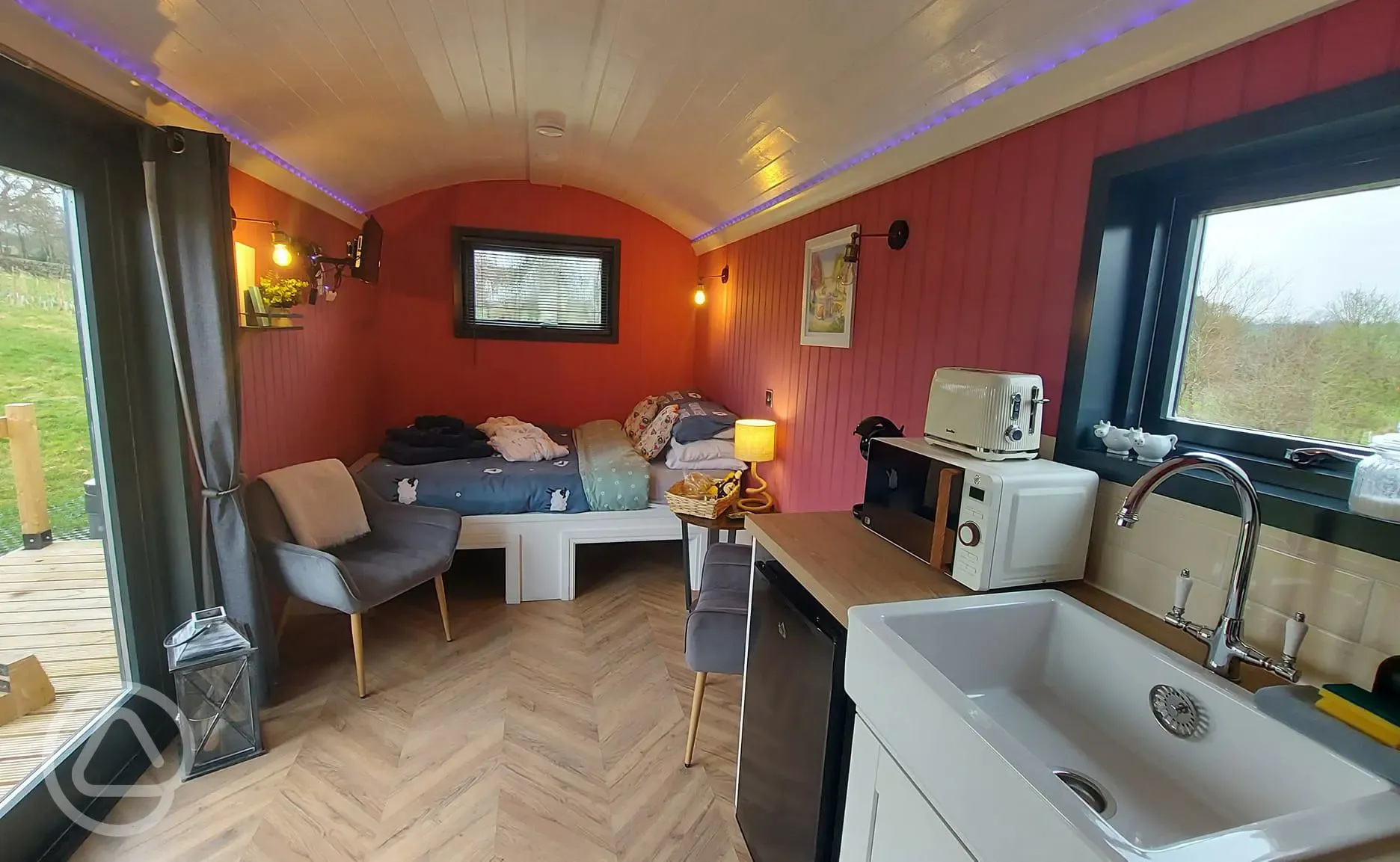 Shepherd's hut interior