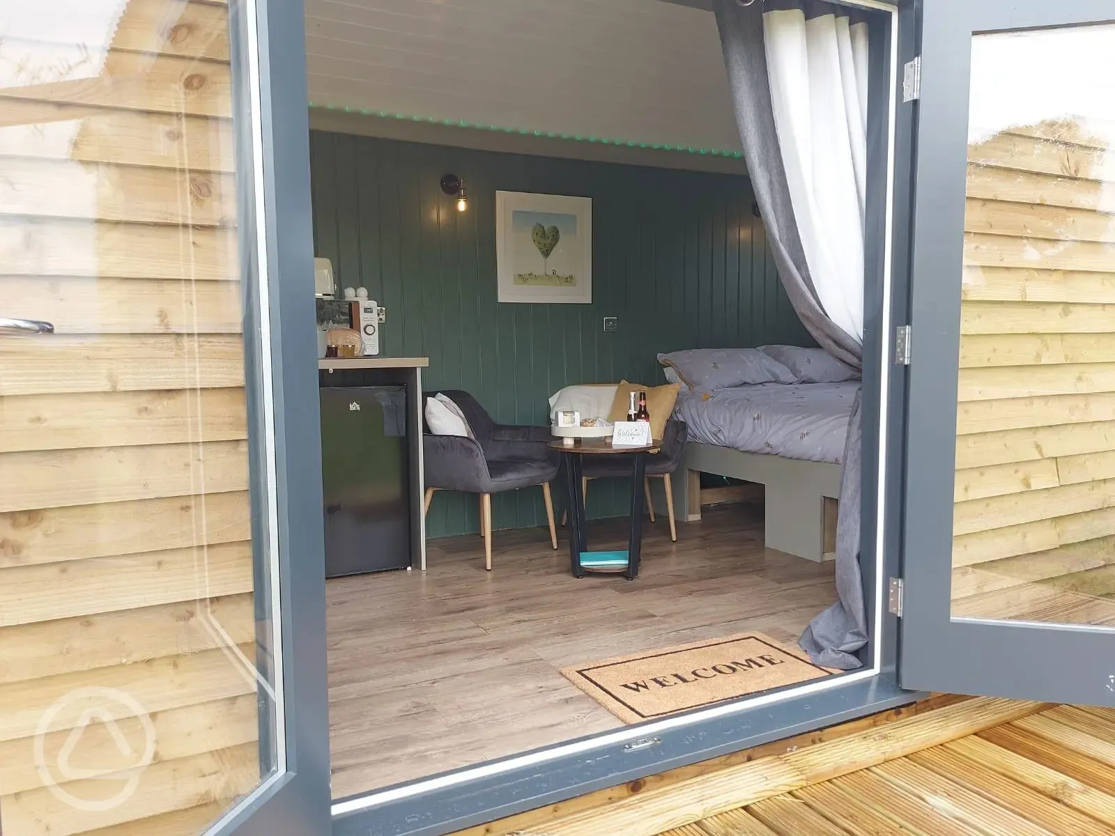 Shepherd's hut decking area