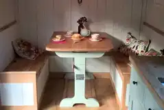 Shepherd's hut dining area