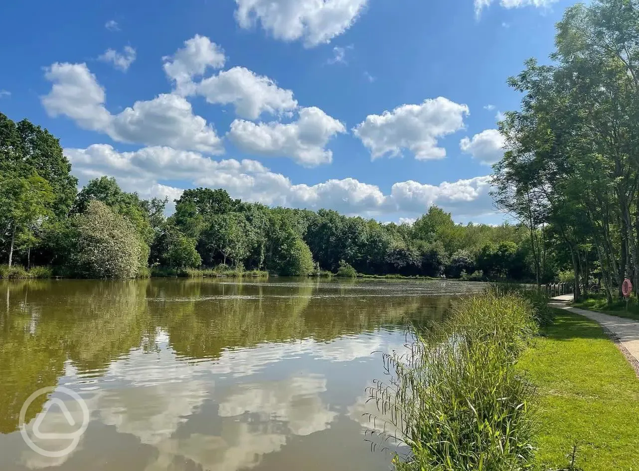 One of three fishing lakes, fishing is included with your stay