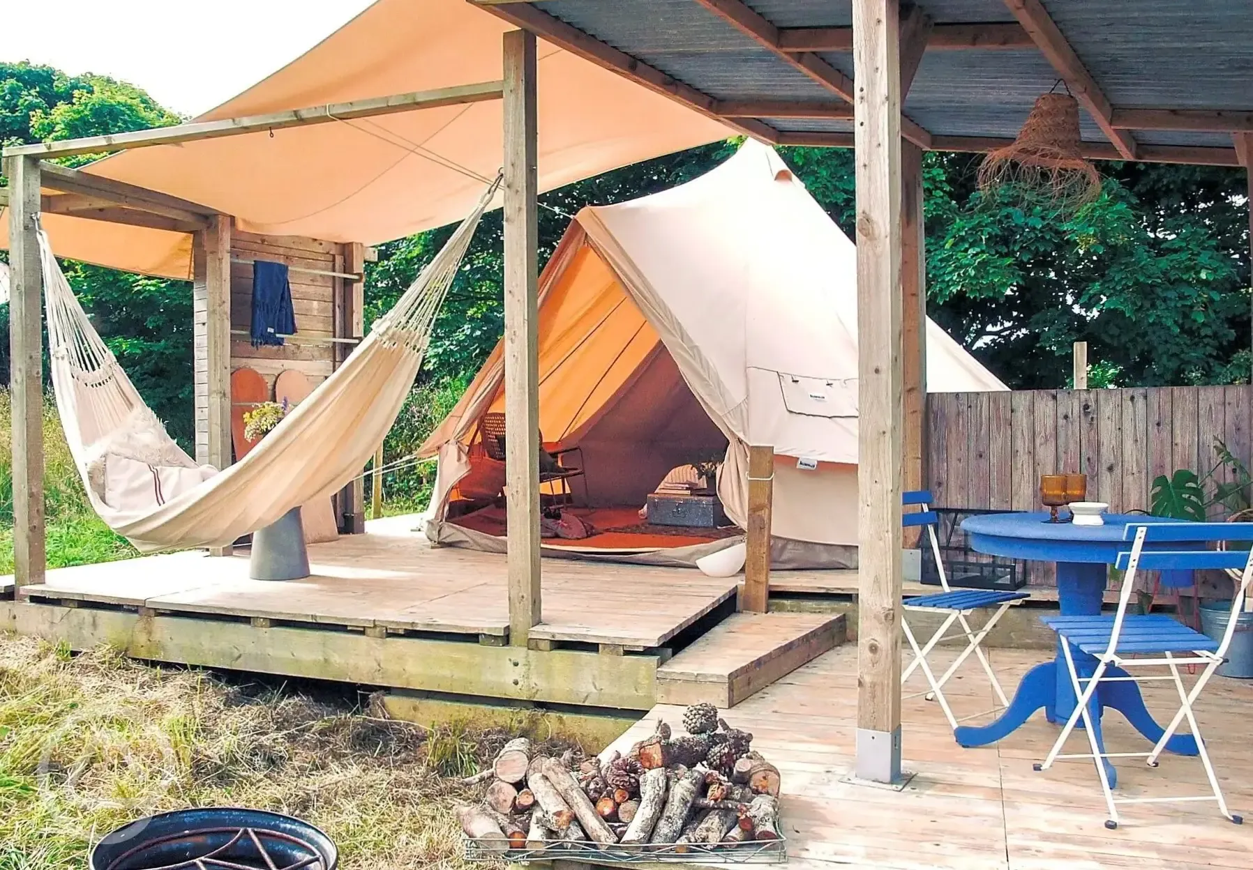 Bell tent on private decking