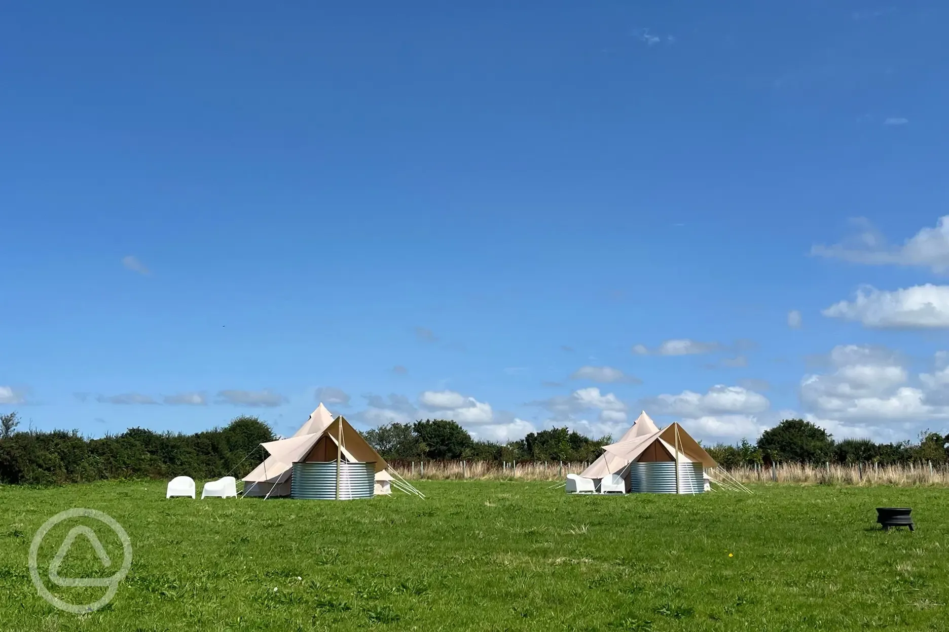 Bell tents on grass