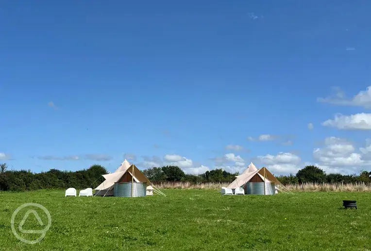 Bell tents on grass