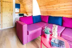 Silver glamping pod interior