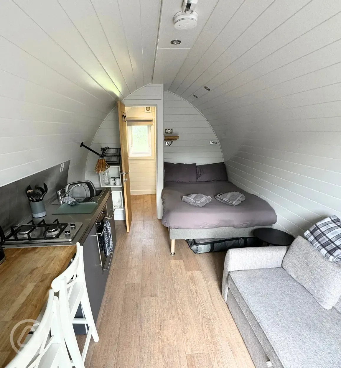 Gold glamping pod interior