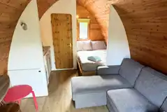 Silver glamping pod interior