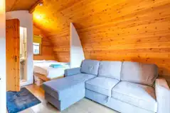 Silver glamping pod interior