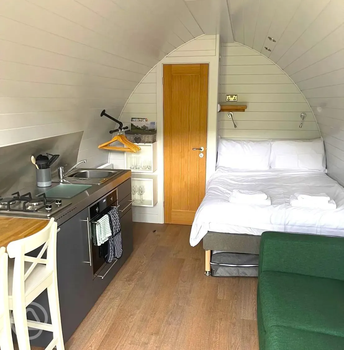 Gold glamping pod interior