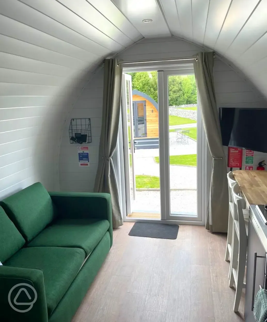 Gold glamping pod interior