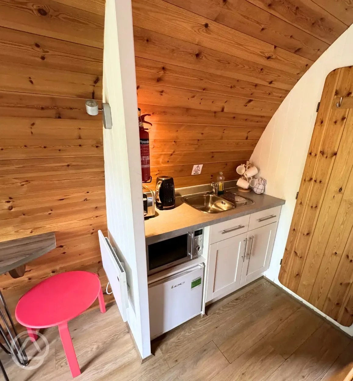 Silver glamping pod kitchen