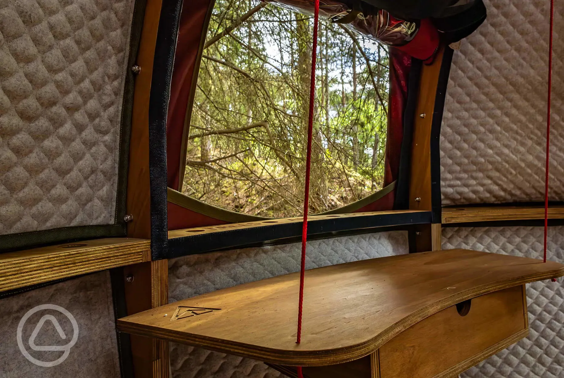 The Tree Tent side table and window