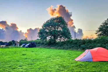 Non electric grass pitches at sunset