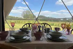 Geodome interior - dining table and view