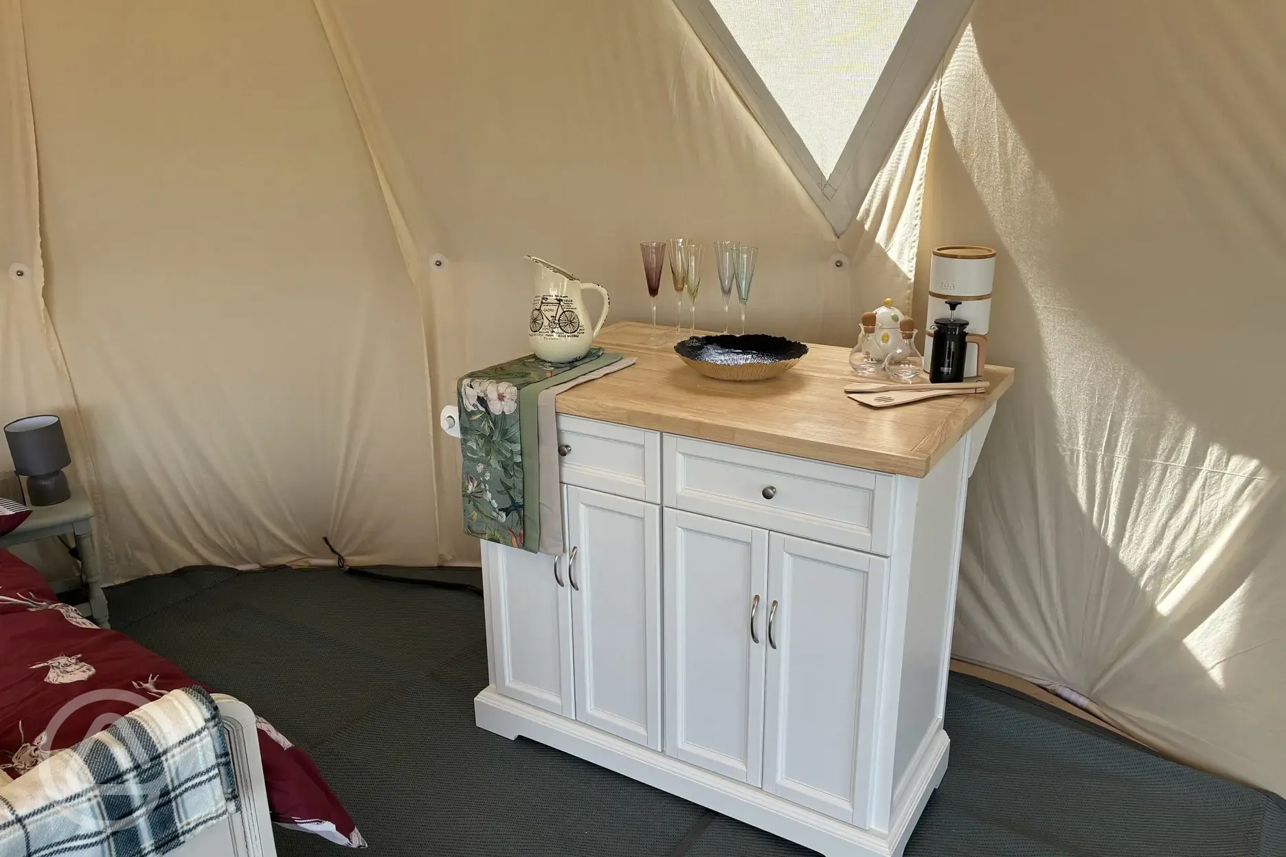 Geodome interior - kitchenette