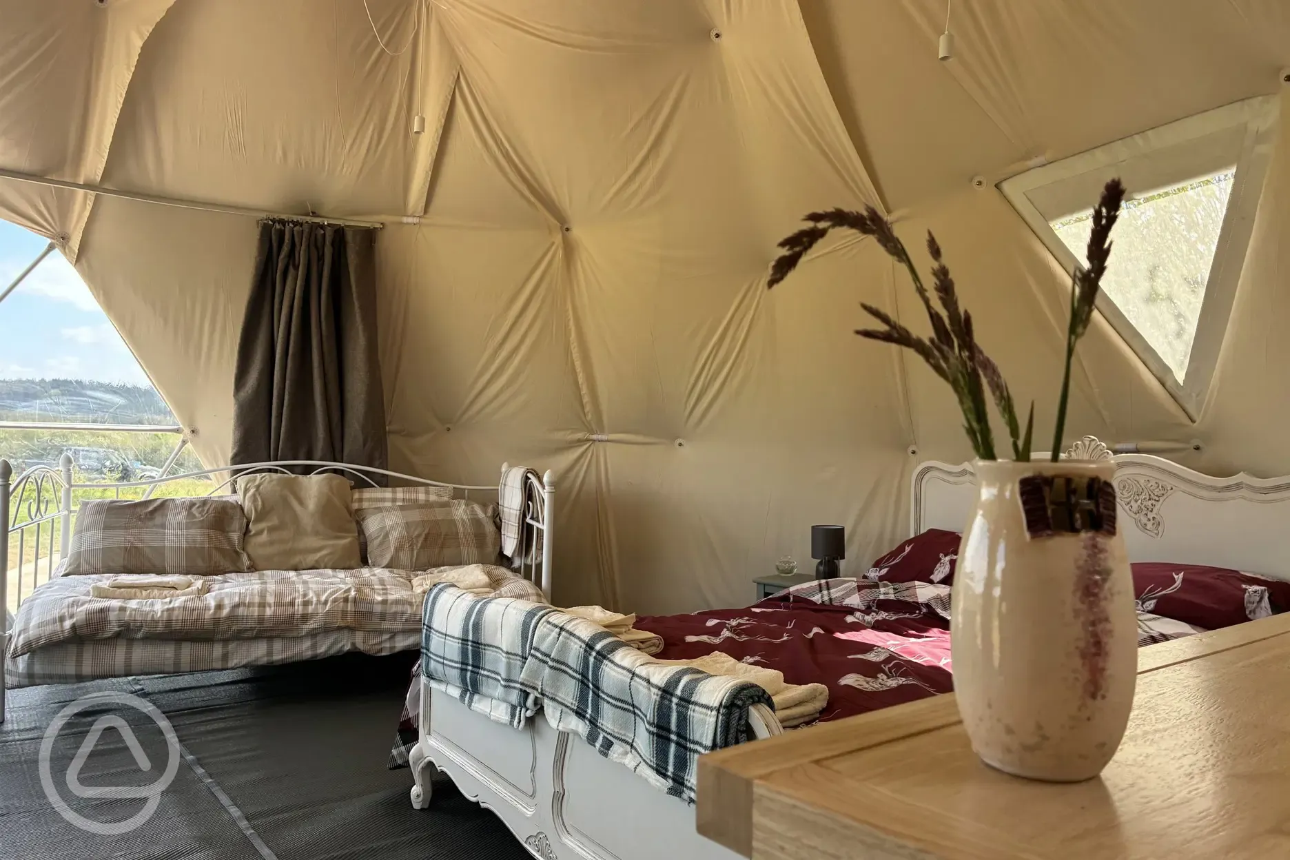Geodome interior - day bed