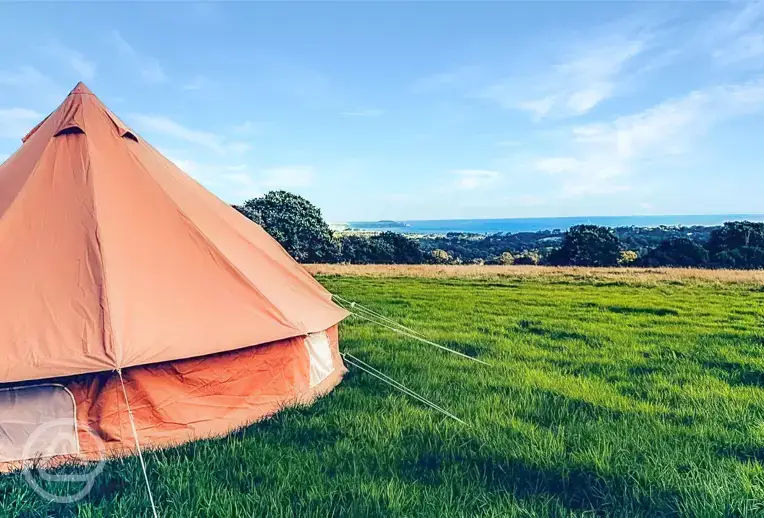 Bell tent with sea views at Boscoppa Farm Glamping and Camping