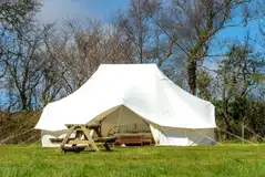 Emperor bell tent (dog friendly) with picnic table and fire pit