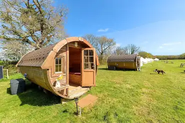 Barrel camping pod at Boscoppa Farm Glamping and Camping