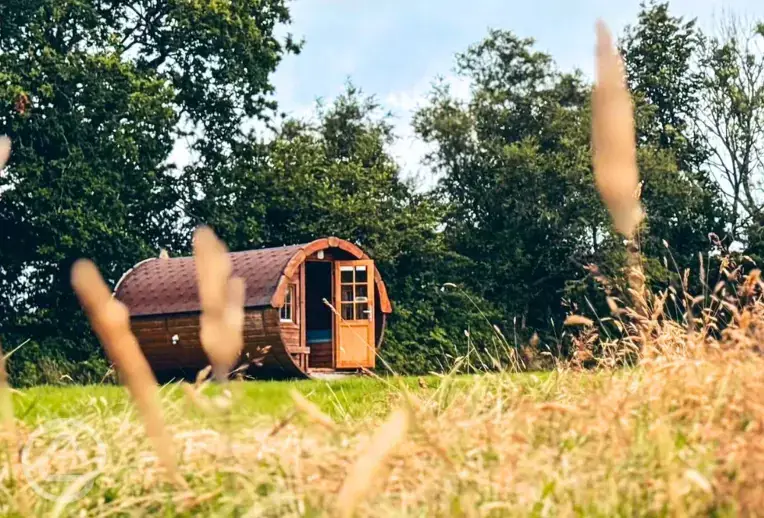 Barrel camping pod at Boscoppa Farm Glamping and Camping