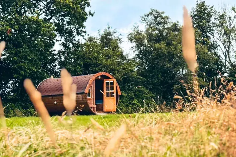 Barrel camping pod at Boscoppa Farm Glamping and Camping