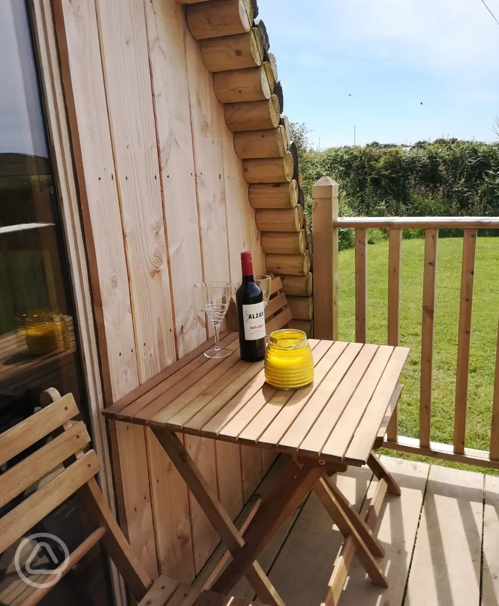 Outdoor table and chairs on the decking