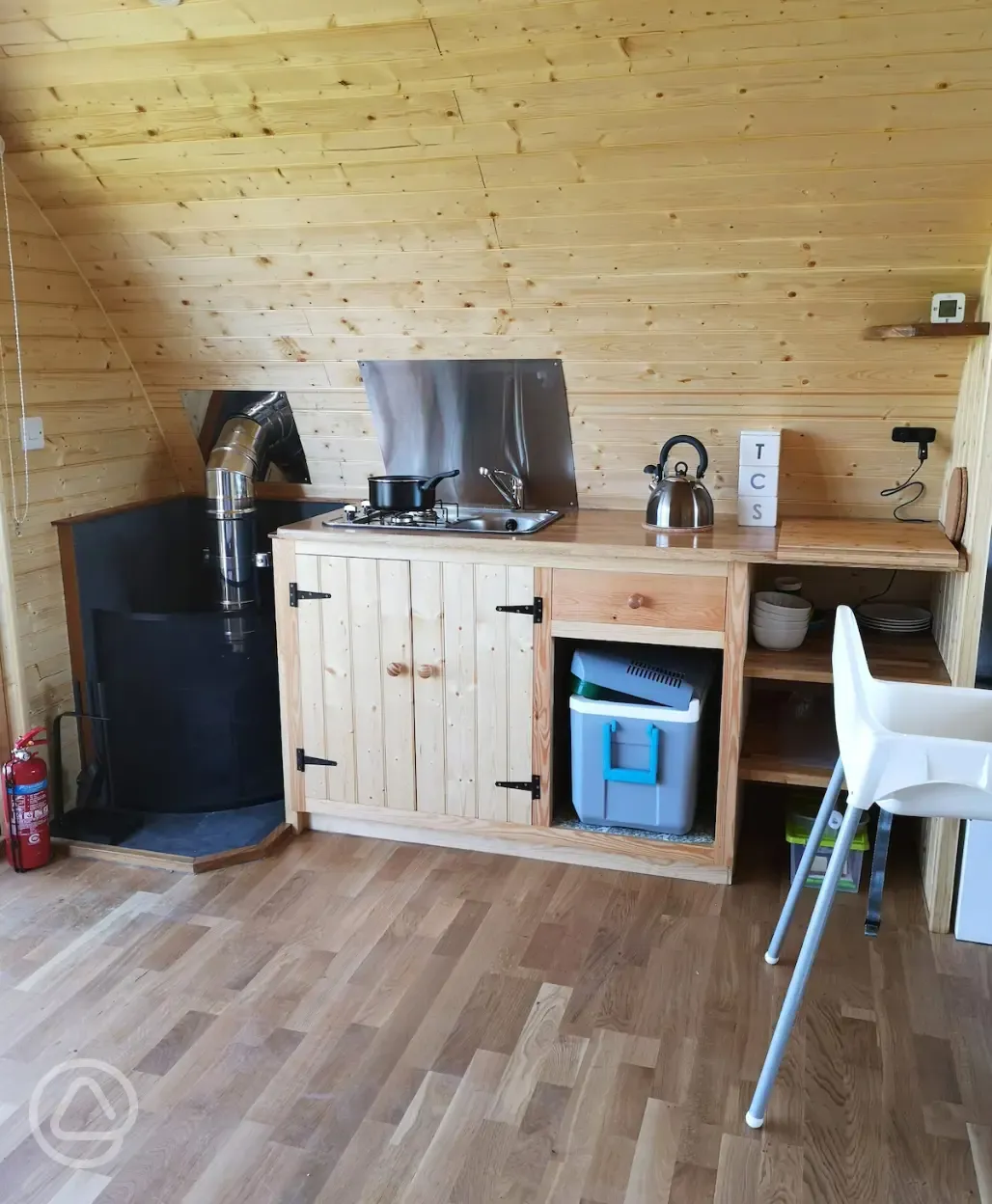 Tudwal pod kitchen and wood burner