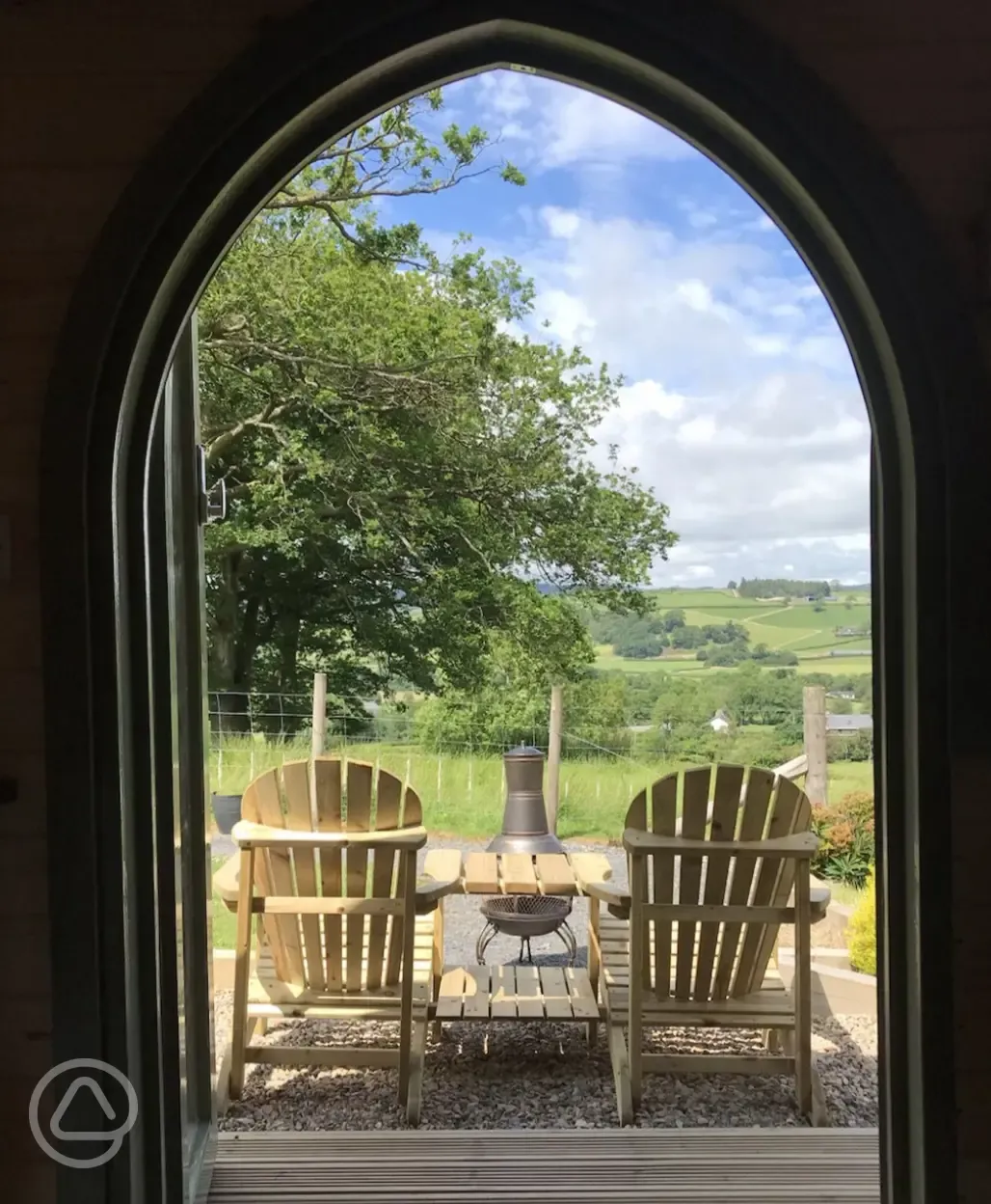 Glamping pod with hot tub views