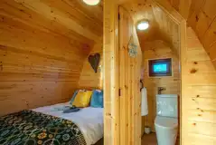 Porth Neigwl ensuite glamping pod interior Porth Neigwl ensuite glamping pod interior