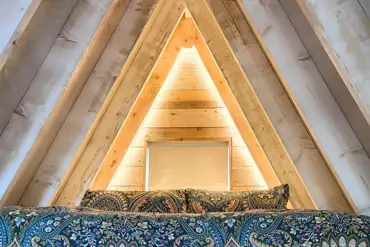 Glamping cabin mezzanine bedroom 