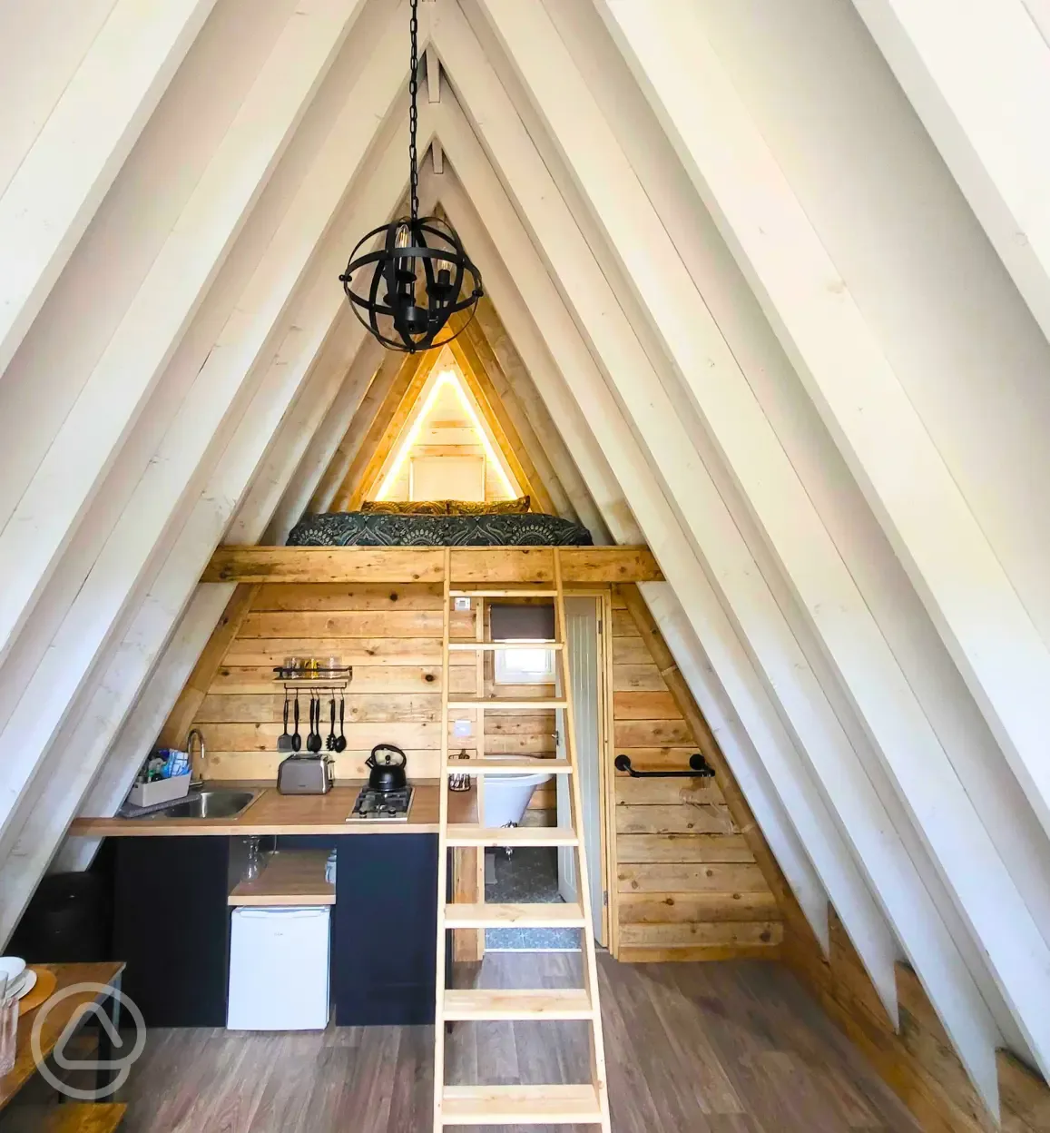 Glamping cabin interior