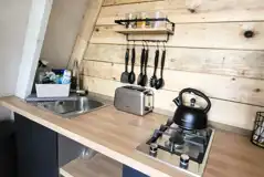 Glamping cabin kitchenette