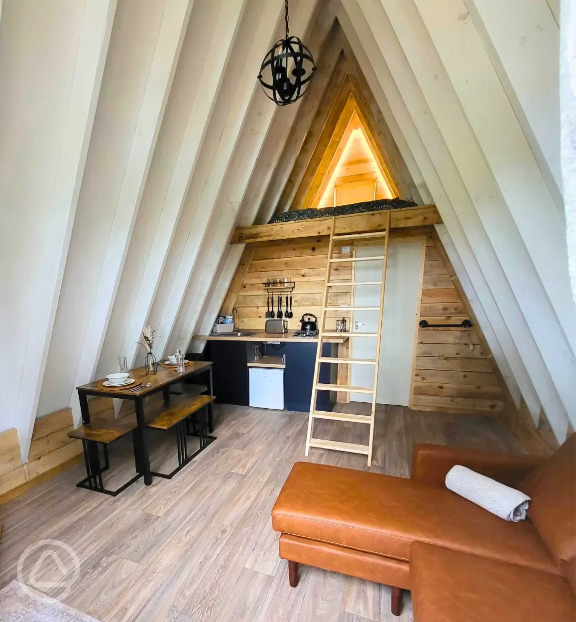 Glamping cabin interior