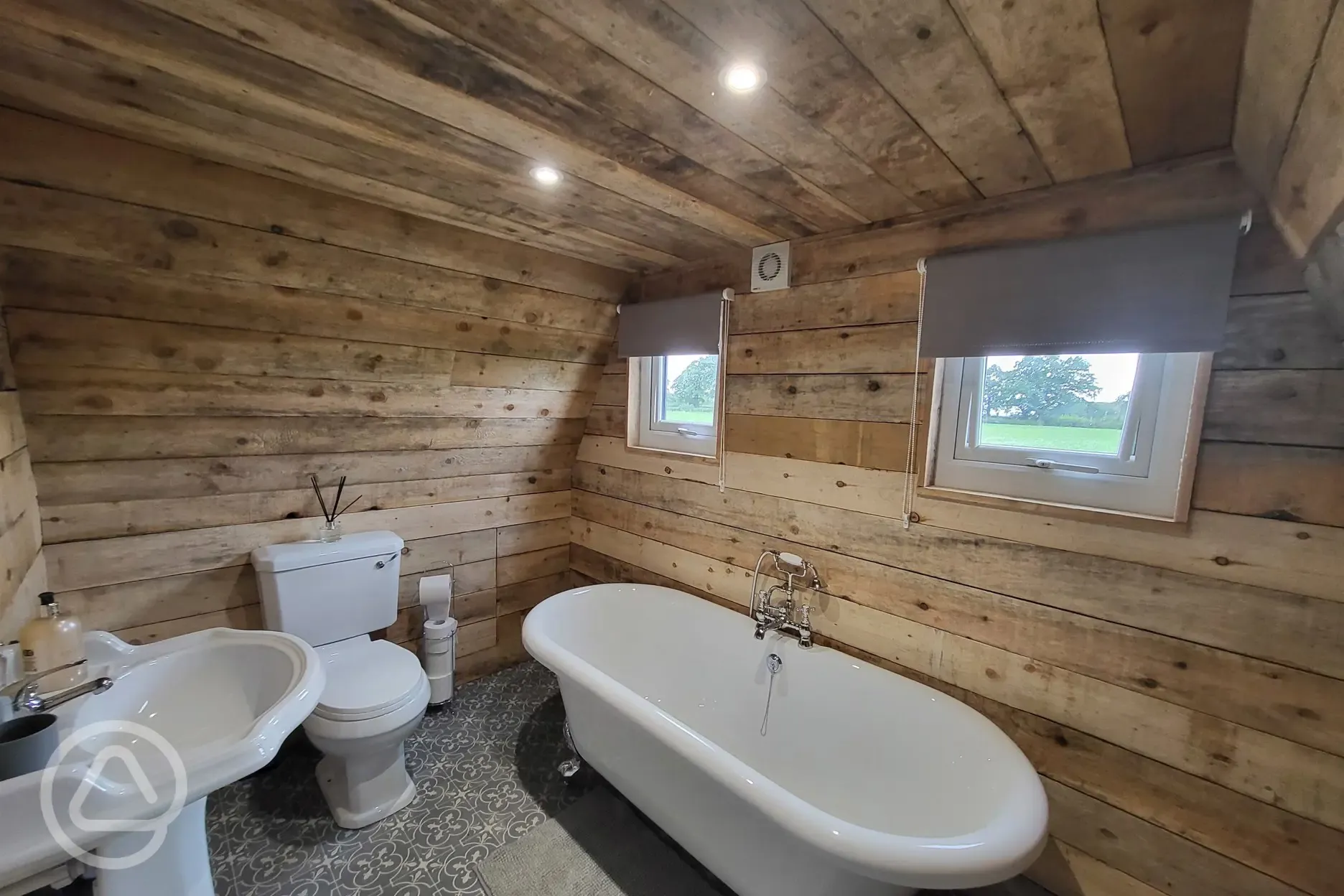 Glamping cabin bathroom