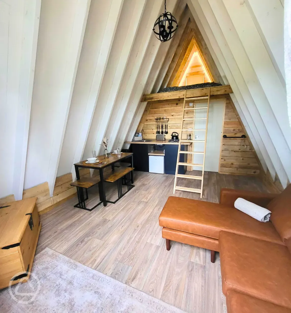 Glamping cabin interior