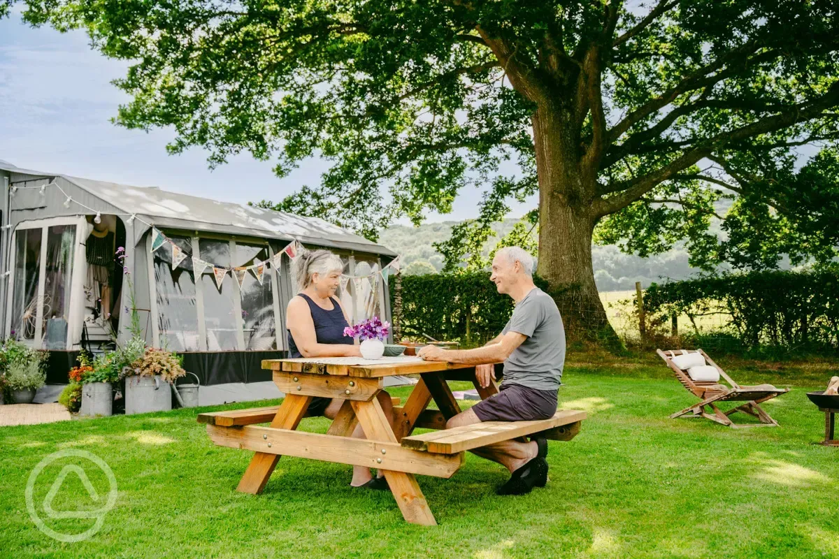 Campers relaxing onsite