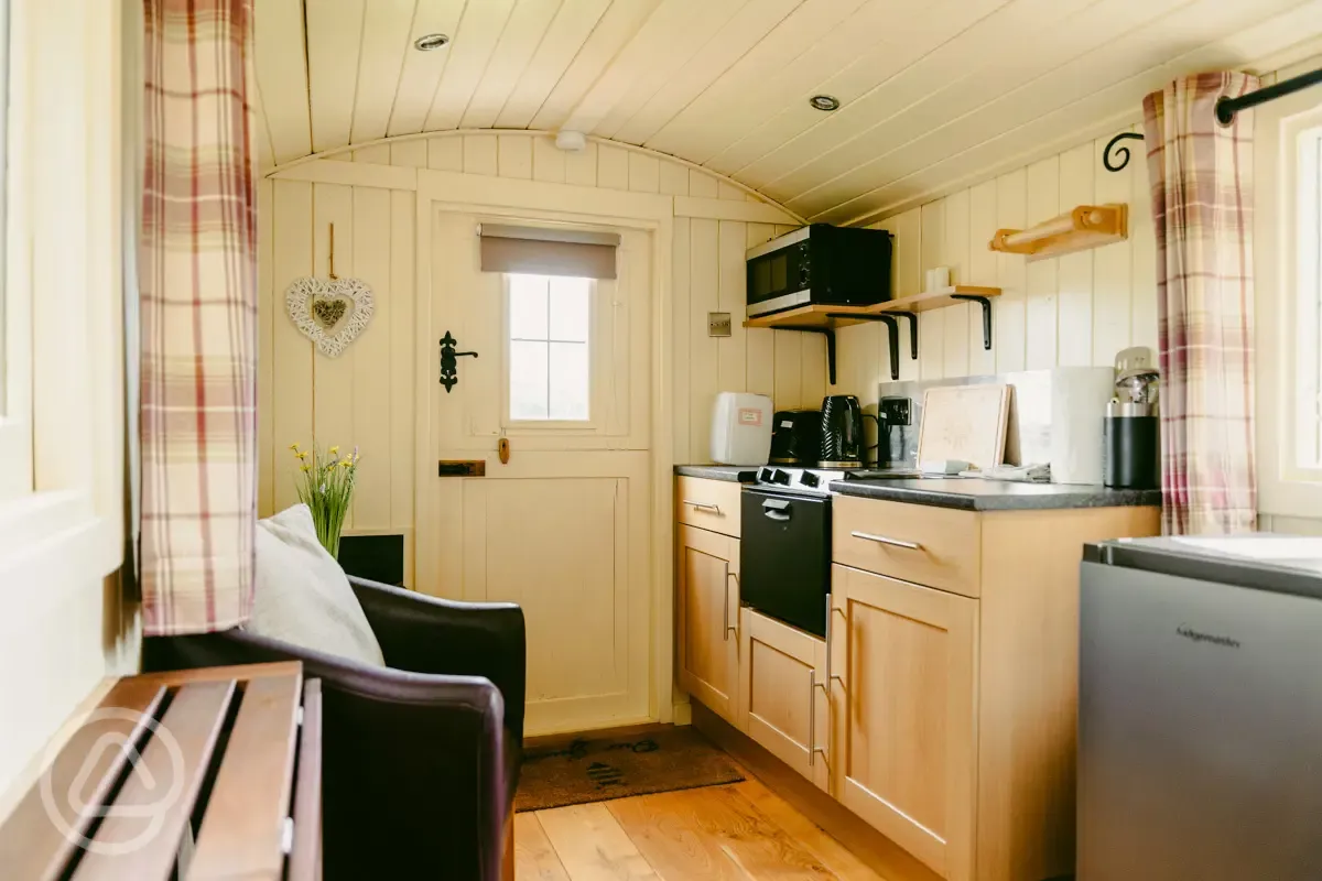 Noddfa shepherd's hut interior