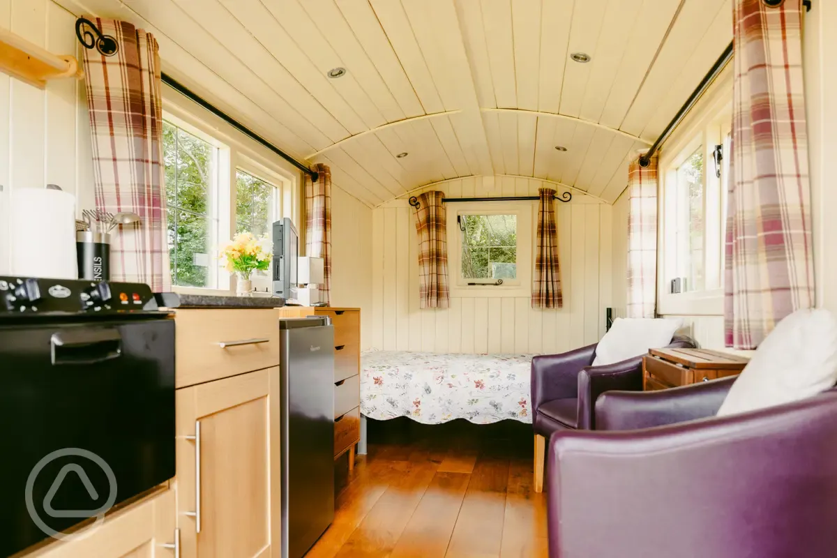 Noddfa shepherd's hut interior