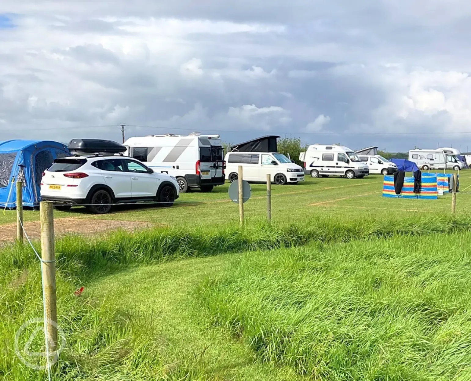 Grass pitches at Braunton Sands Campsite