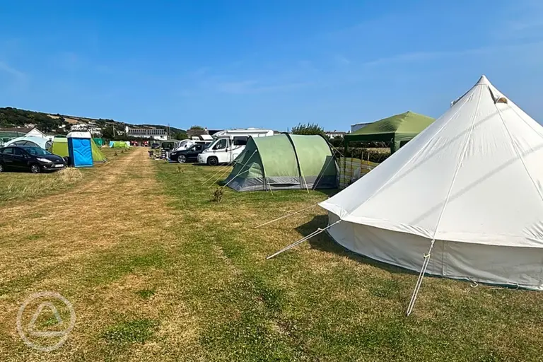 Grass pitches at Braunton Sands Campsite