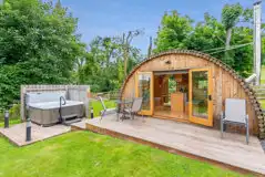 Glamping Pod decking and hot tub
