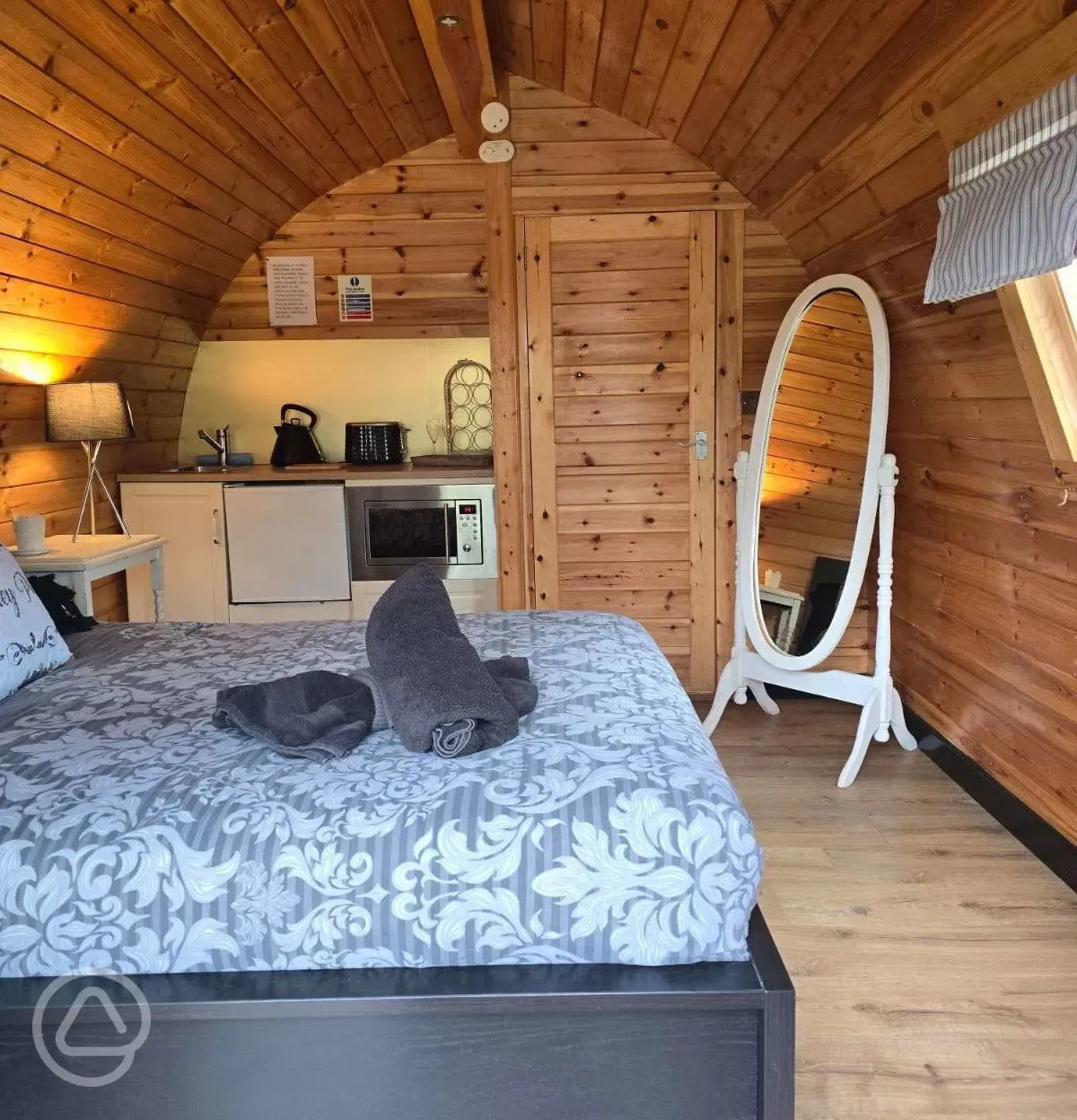 Honey ensuite glamping pod interior