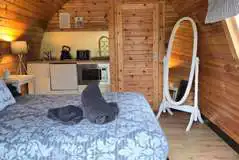 Honey ensuite glamping pod interior