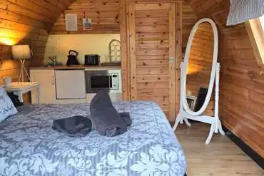 Honey ensuite glamping pod interior