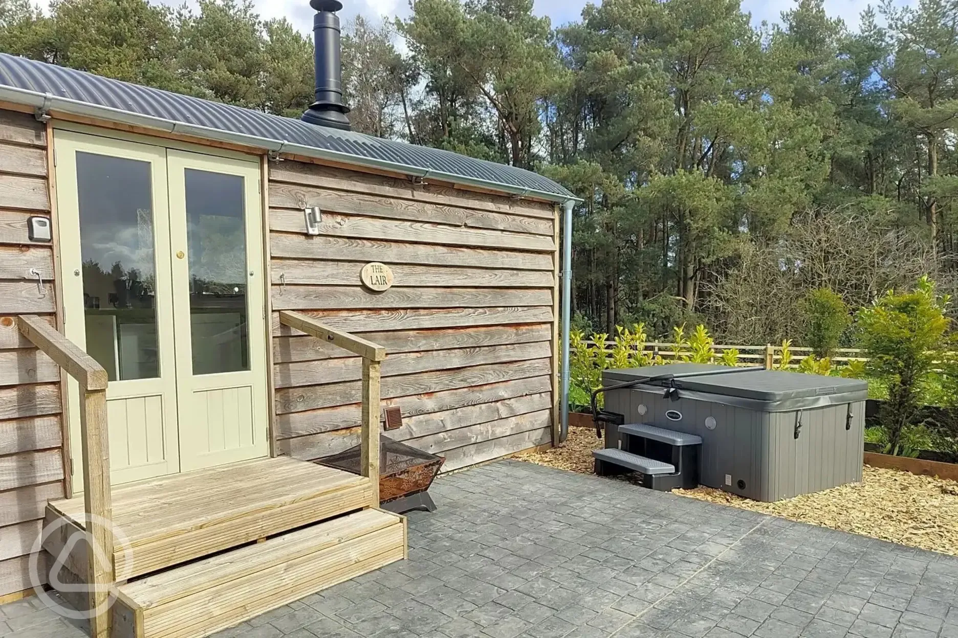 Shepherd's hut with hot tub