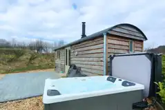 Shepherd's hut hot tub