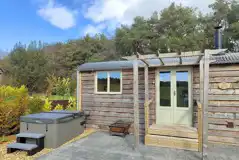 Shepherd's hut with hot tub