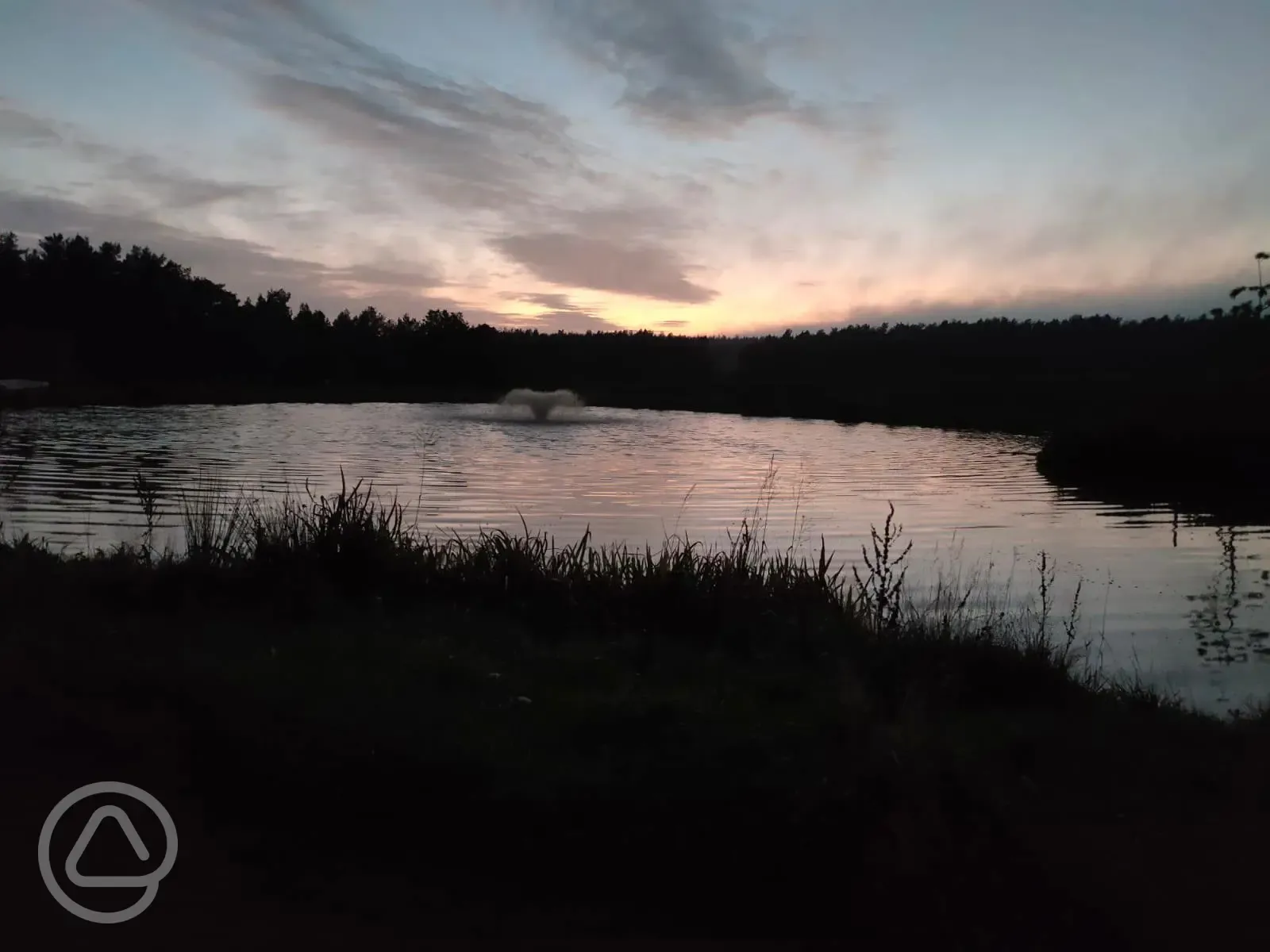 Onsite fishing pond at night