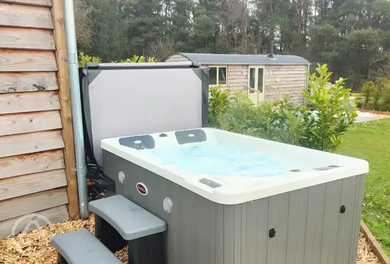 Shepherd's hut hot tub