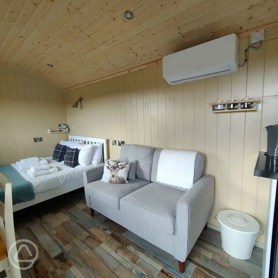 Shepherd's hut interior