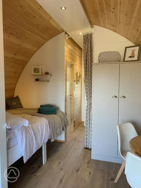 Ensuite glamping pod interior